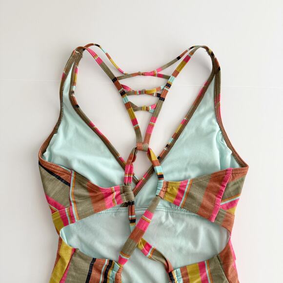 [Prana] Multi-Color Fergusen Cacti Soleil Stripe One-Piece Swimsuit Sz Medium M - Picture 7 of 14